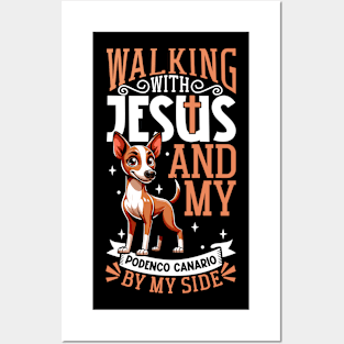 Jesus and dog - Podenco Canario Posters and Art